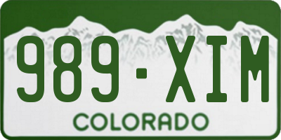CO license plate 989XIM