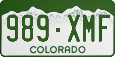 CO license plate 989XMF