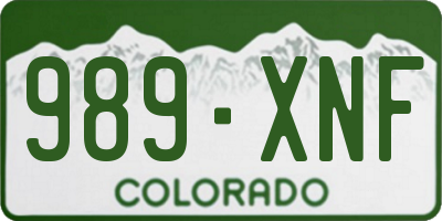 CO license plate 989XNF