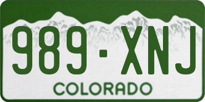 CO license plate 989XNJ