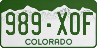 CO license plate 989XOF