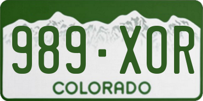 CO license plate 989XOR