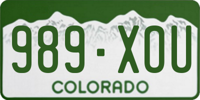 CO license plate 989XOU