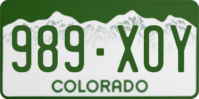 CO license plate 989XOY