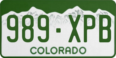 CO license plate 989XPB