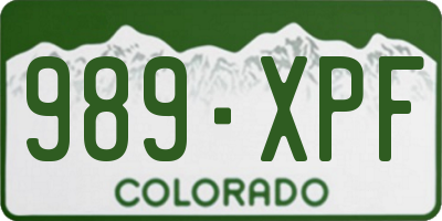 CO license plate 989XPF