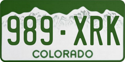 CO license plate 989XRK