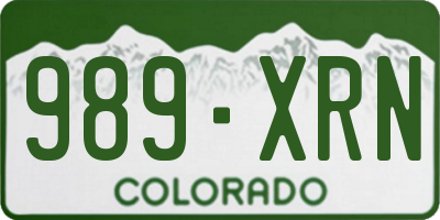 CO license plate 989XRN
