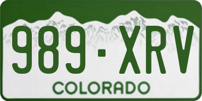 CO license plate 989XRV