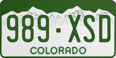 CO license plate 989XSD