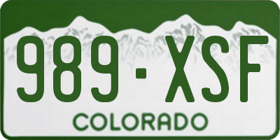 CO license plate 989XSF
