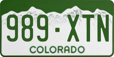 CO license plate 989XTN