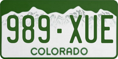 CO license plate 989XUE