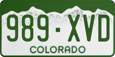 CO license plate 989XVD