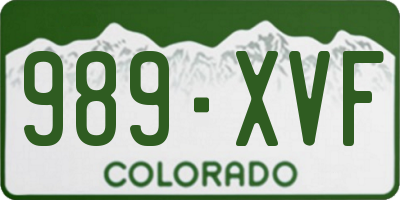 CO license plate 989XVF
