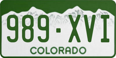 CO license plate 989XVI