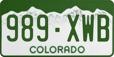 CO license plate 989XWB