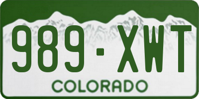 CO license plate 989XWT
