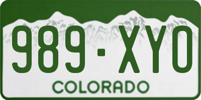 CO license plate 989XYO
