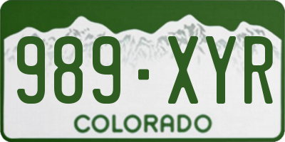 CO license plate 989XYR