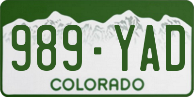 CO license plate 989YAD