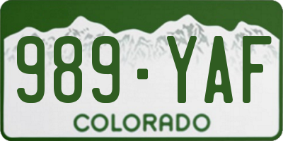 CO license plate 989YAF
