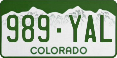 CO license plate 989YAL