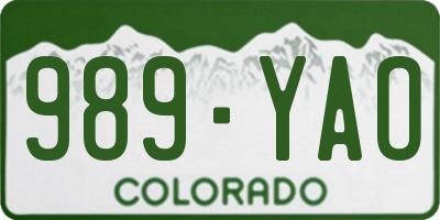 CO license plate 989YAO