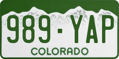 CO license plate 989YAP