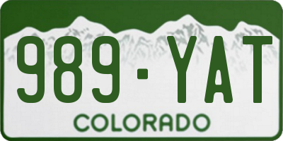 CO license plate 989YAT