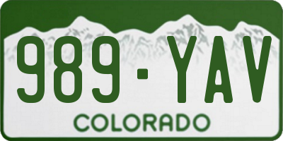 CO license plate 989YAV