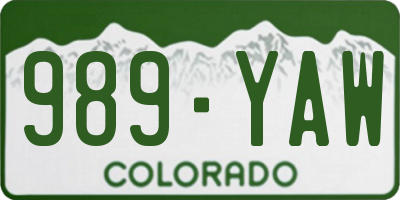 CO license plate 989YAW