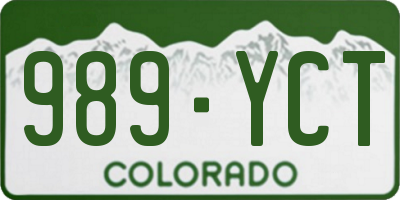 CO license plate 989YCT