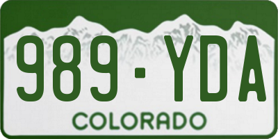 CO license plate 989YDA