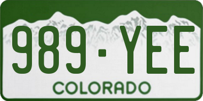 CO license plate 989YEE