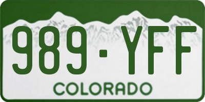 CO license plate 989YFF