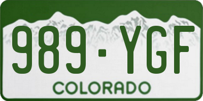 CO license plate 989YGF