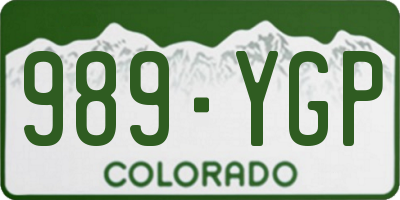 CO license plate 989YGP