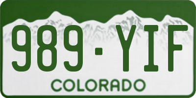 CO license plate 989YIF