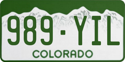 CO license plate 989YIL