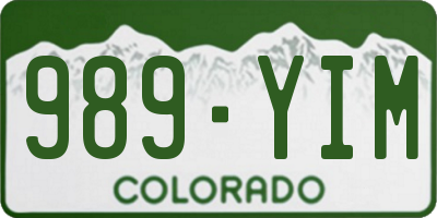 CO license plate 989YIM