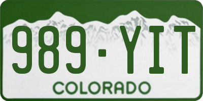 CO license plate 989YIT