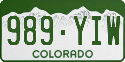 CO license plate 989YIW