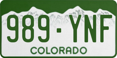 CO license plate 989YNF