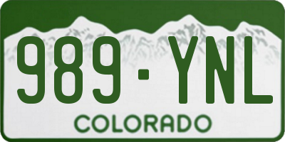 CO license plate 989YNL