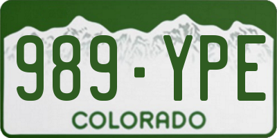 CO license plate 989YPE