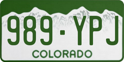 CO license plate 989YPJ