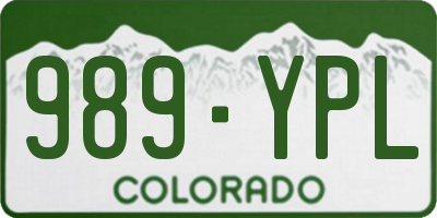 CO license plate 989YPL