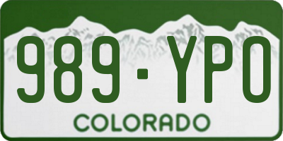 CO license plate 989YPO