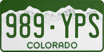CO license plate 989YPS